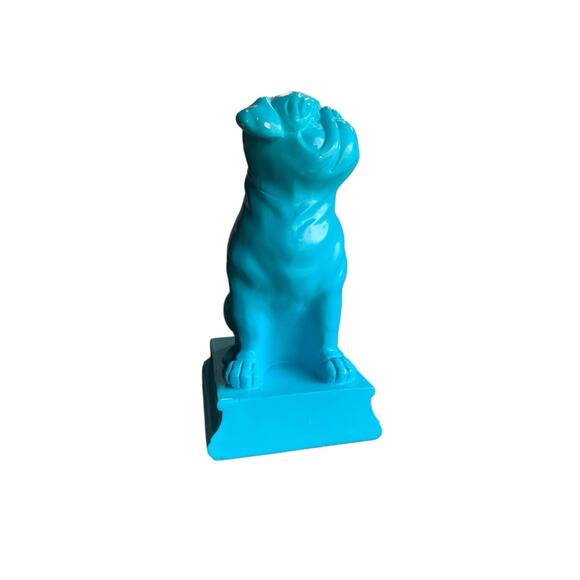 English Bulldog Statue Figurine Aqua Teal Green 8 Inch Figure Dog Decor Book - Picture 4 of 9